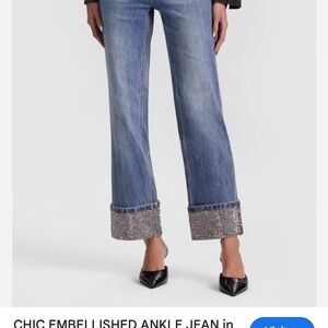 Alice + Olivia Embellished Cuff Blue Jeans